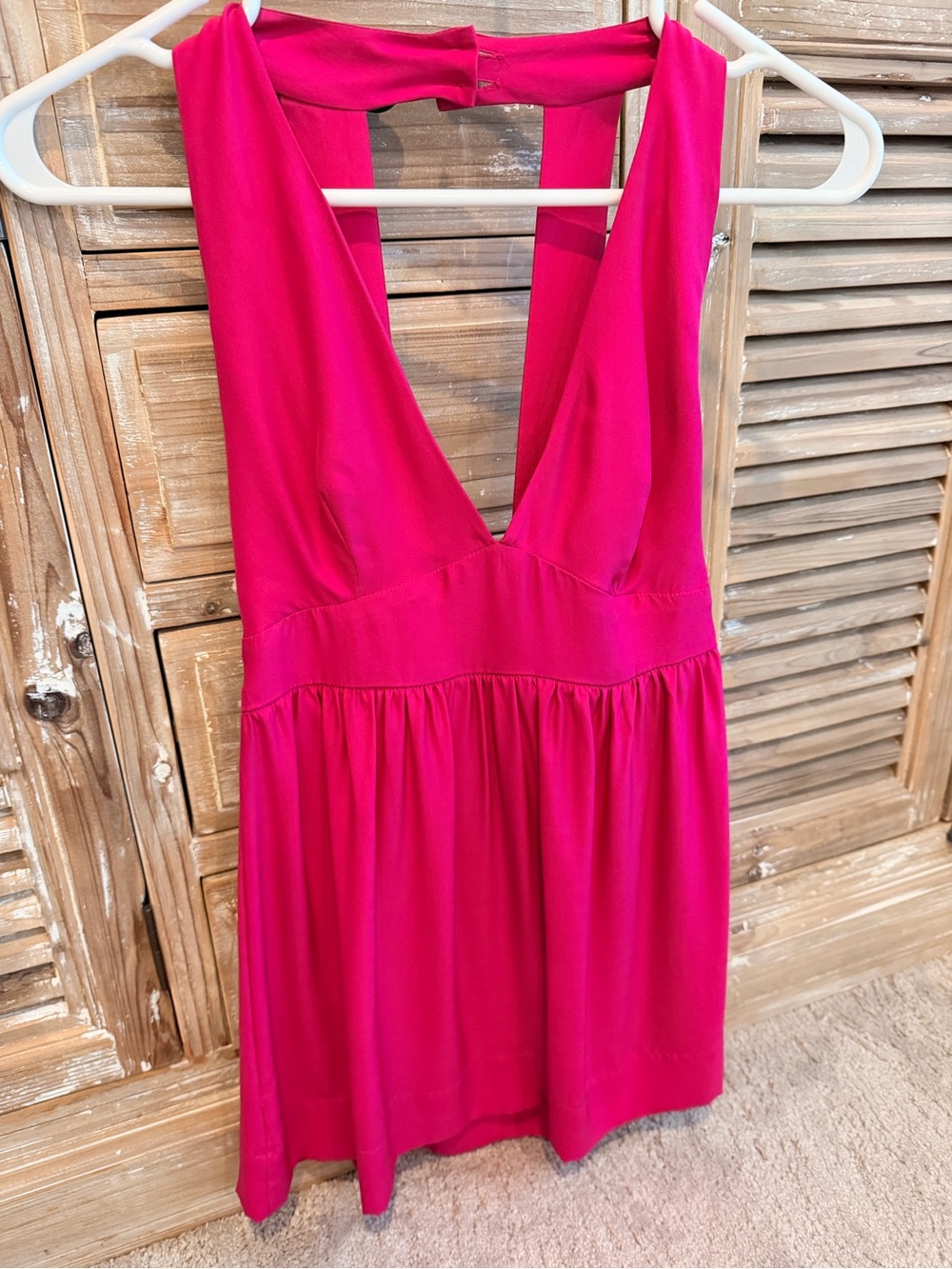 Amanda Uprichard Fuchsia Silk Halter Top Plunge Neck Flowy Party XS NWT